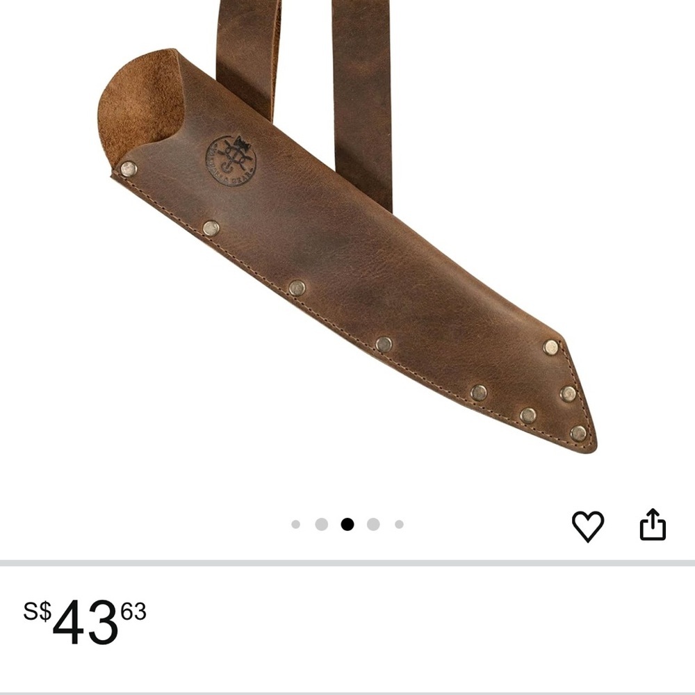 Valhalla Gear full grain leather bourbon brown double belt loop knife holder - Picture 6 of 7